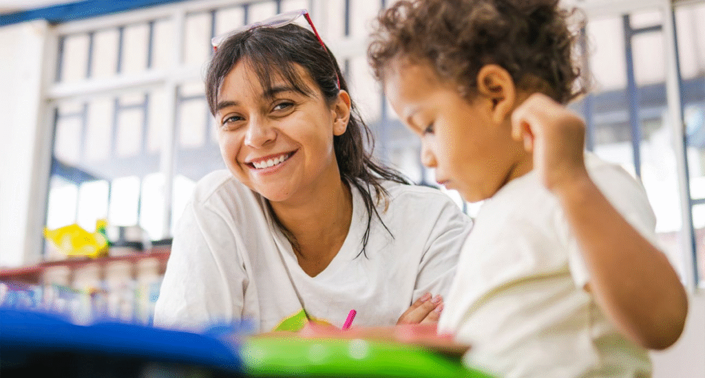 Children learning to express their feelings in preschool classroom