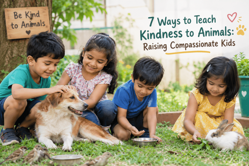 Children learning kindness to animals