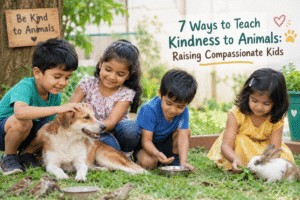 Children learning kindness to animals